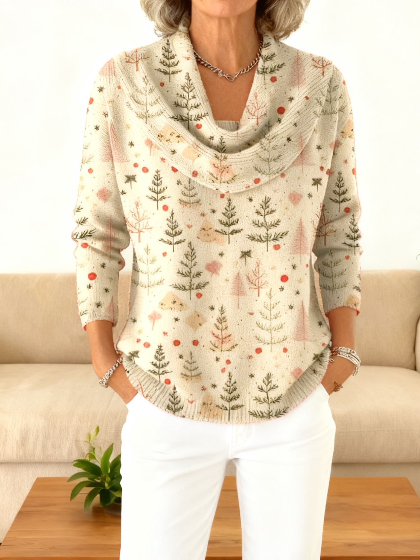 Womens Casual Loose-fitting Pullover Hoodie With A Cowl Neck