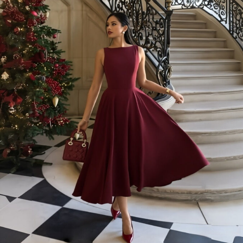 Solid Color Sleeveless Vintage Maxi Dress