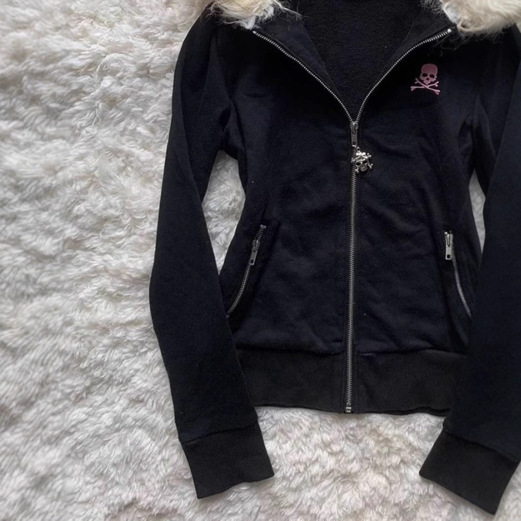 Women's Loose Gothic Skull Hoodie Coat