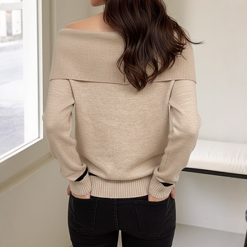 Sexy And Elegant Off-the-shoulder Loose Sweater