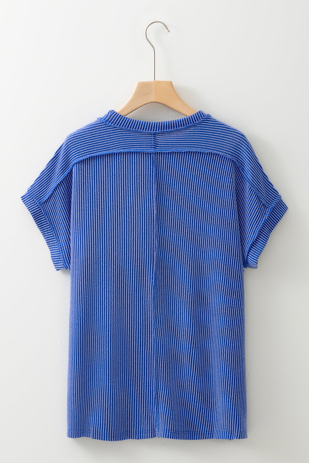Bonbon Textured Knit Exposed Stitching T-shirt