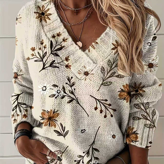 V-neck Long Sleeve Lazy Casual Sweatshirt