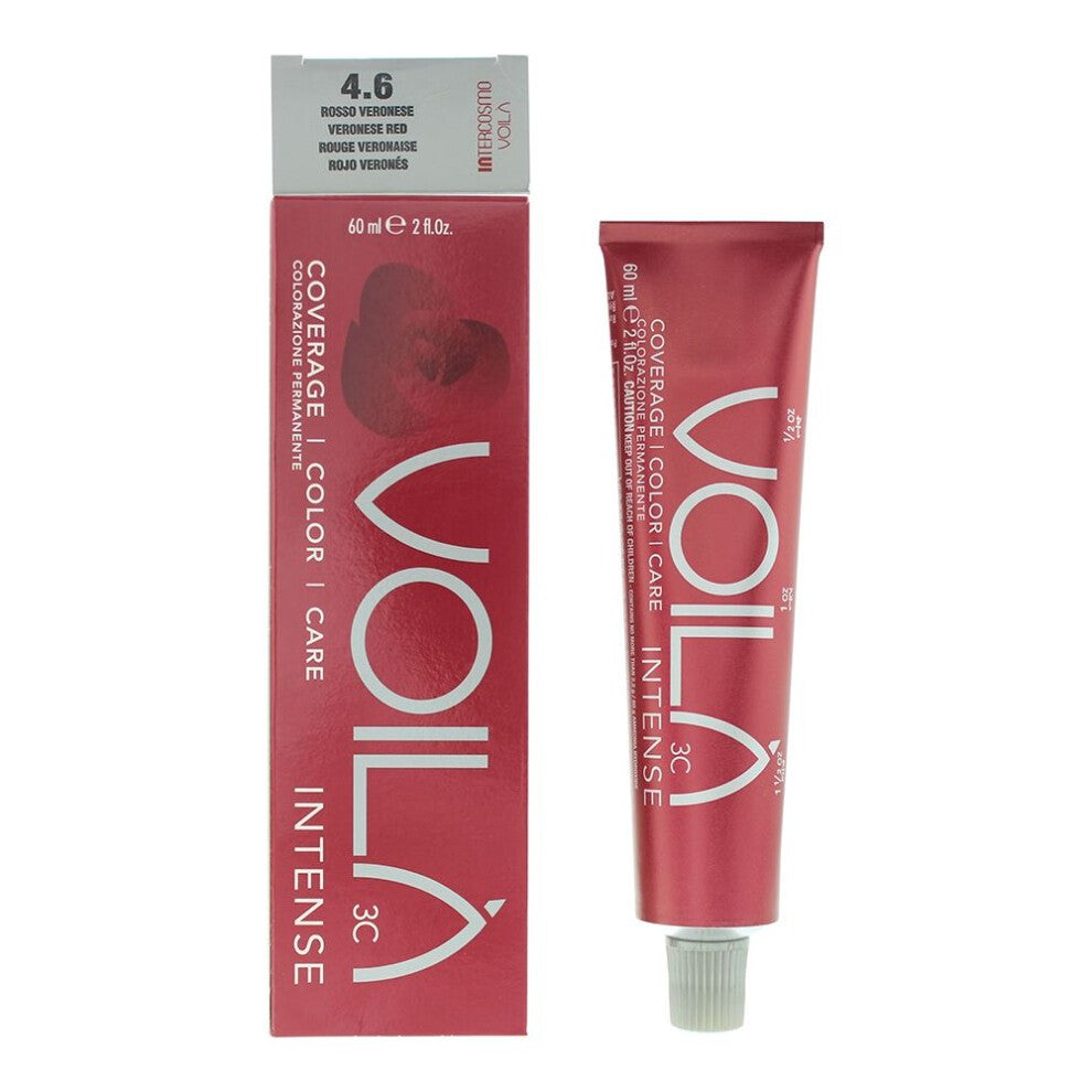 Intercosmo, Voilà 3C Intense, Permanent Hair Dye, 4.6 Veronese Red, 71 ml