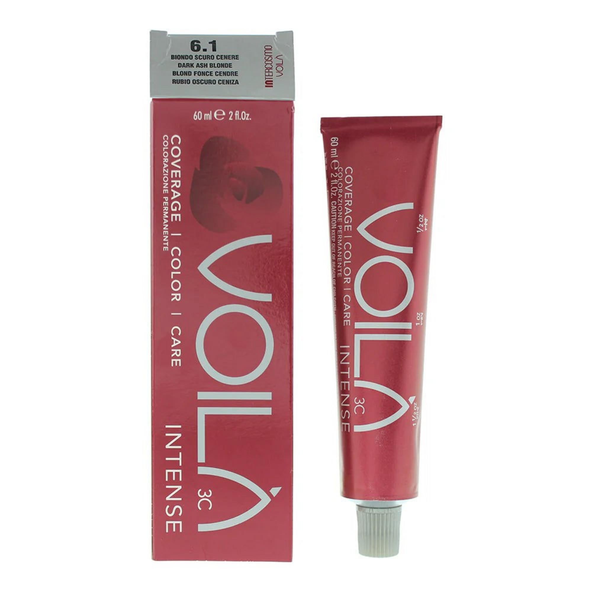 Intercosmo, Voilà 3C Intense, Nourishing, Permanent Hair Dye, 6.1 Dark Ash Blonde, 60 ml