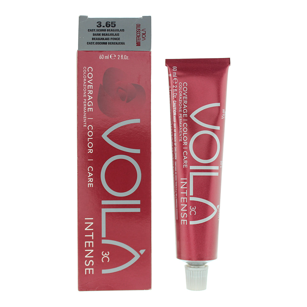 Intercosmo, Voilà 3C Intense, Permanent Hair Dye, 3.65 Dark Beaujolais, 60 ml