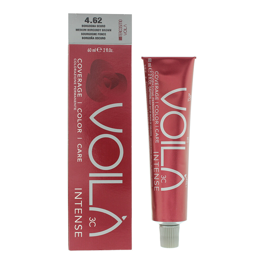 Intercosmo, Voilà 3C Intense, Permanent Hair Dye, 4.62 Medium Burgundy Brown, 60 ml