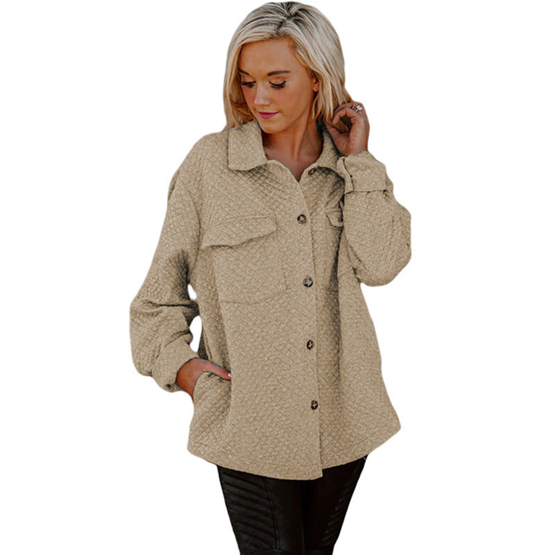 Retro Loose Slim Fit Plaid Long-sleeved Coat For Women