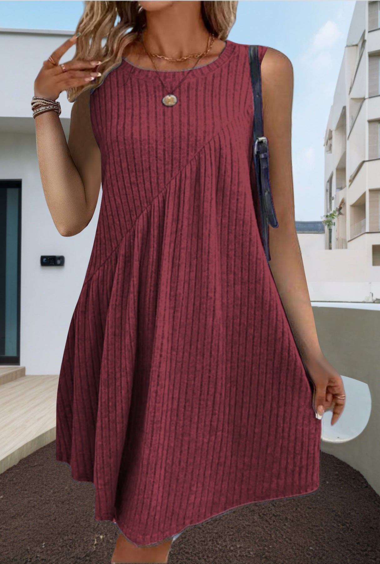 Irregularly Brushed Solid-Color Sleeveless Jumpsuit For Women