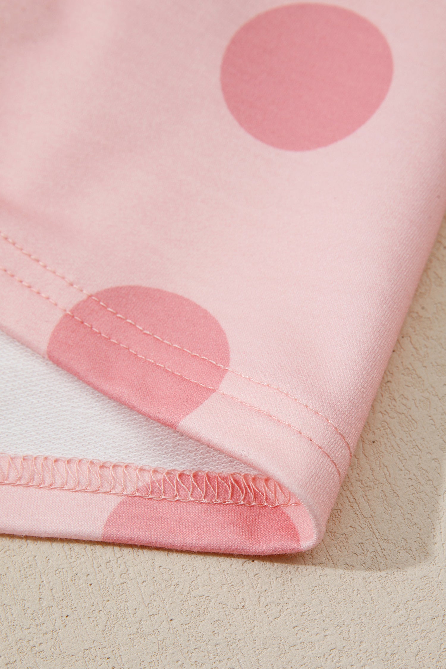 Pink Polka Dot Printed Long Sleeve Flared Mini Dress