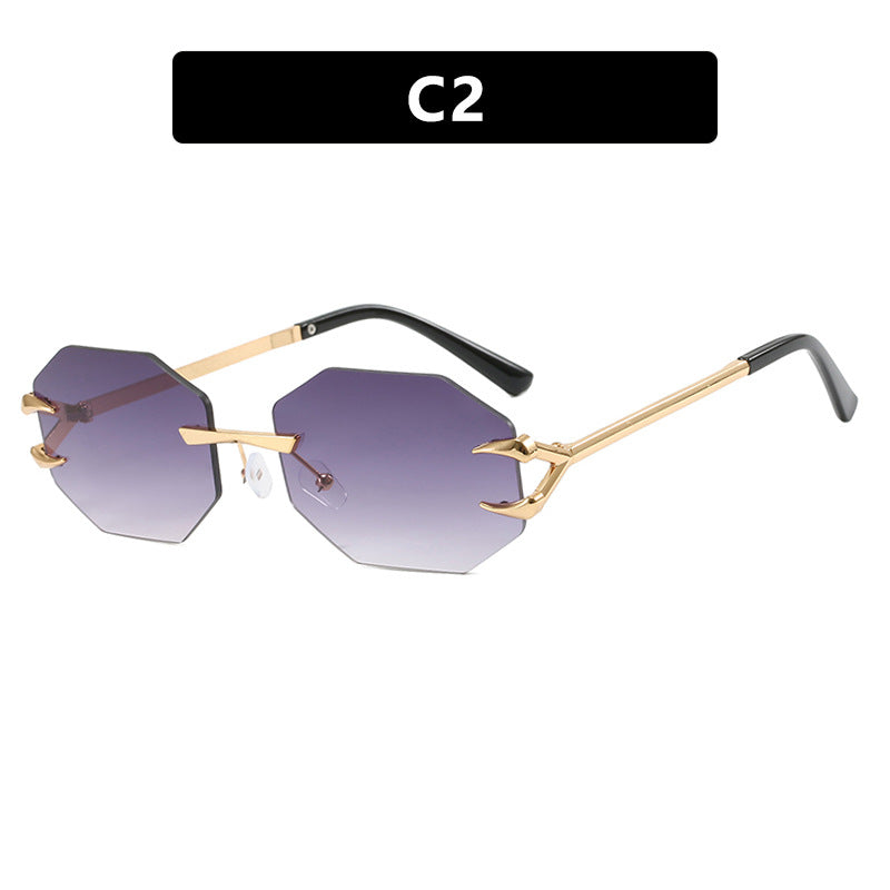 Devil Claw Sunglasses Personality Octagonal Frameless Cutting Edge Fashion Sunshade Sunglasses Concave Design