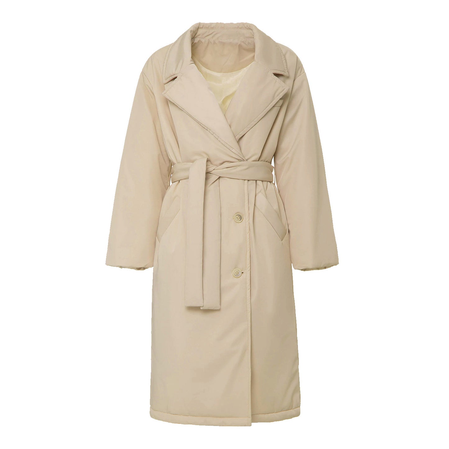 Temperament Long Cotton Jacket With Belt