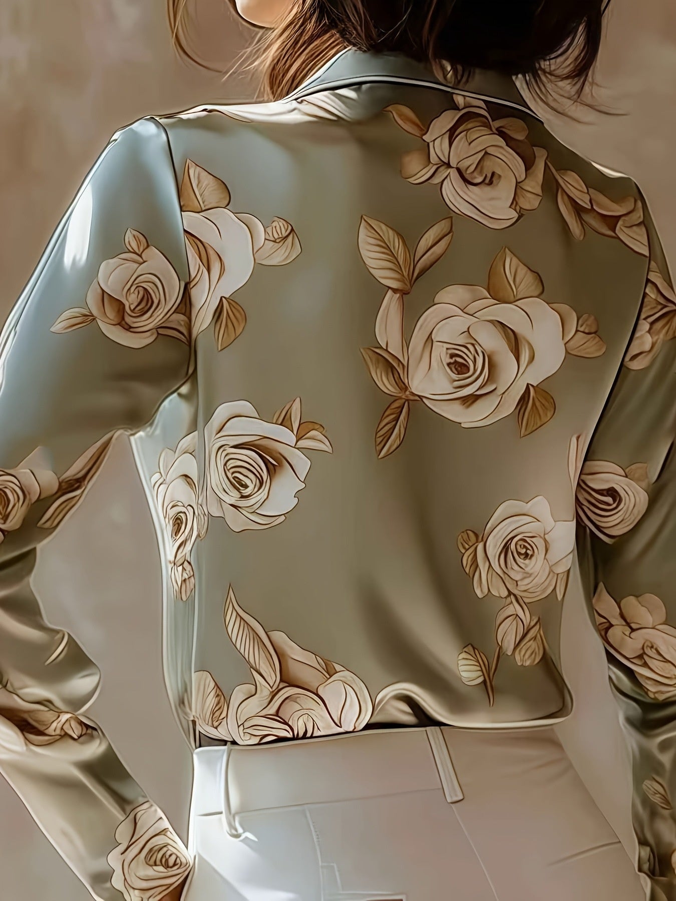 French Floral Print Long-sleeve Shirt