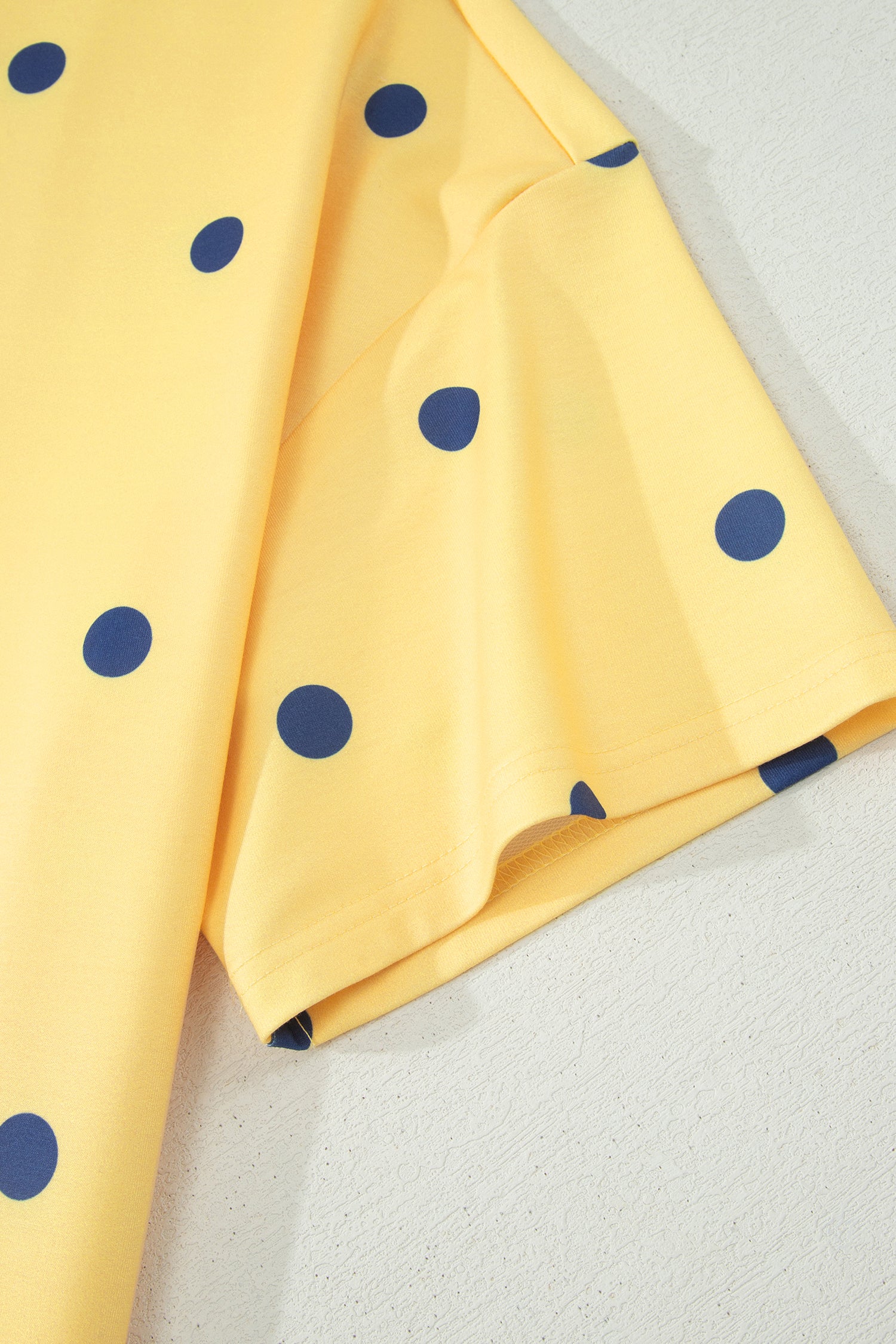 Beige Polka Dot Print Crossed Seam Detail Oversize Tee