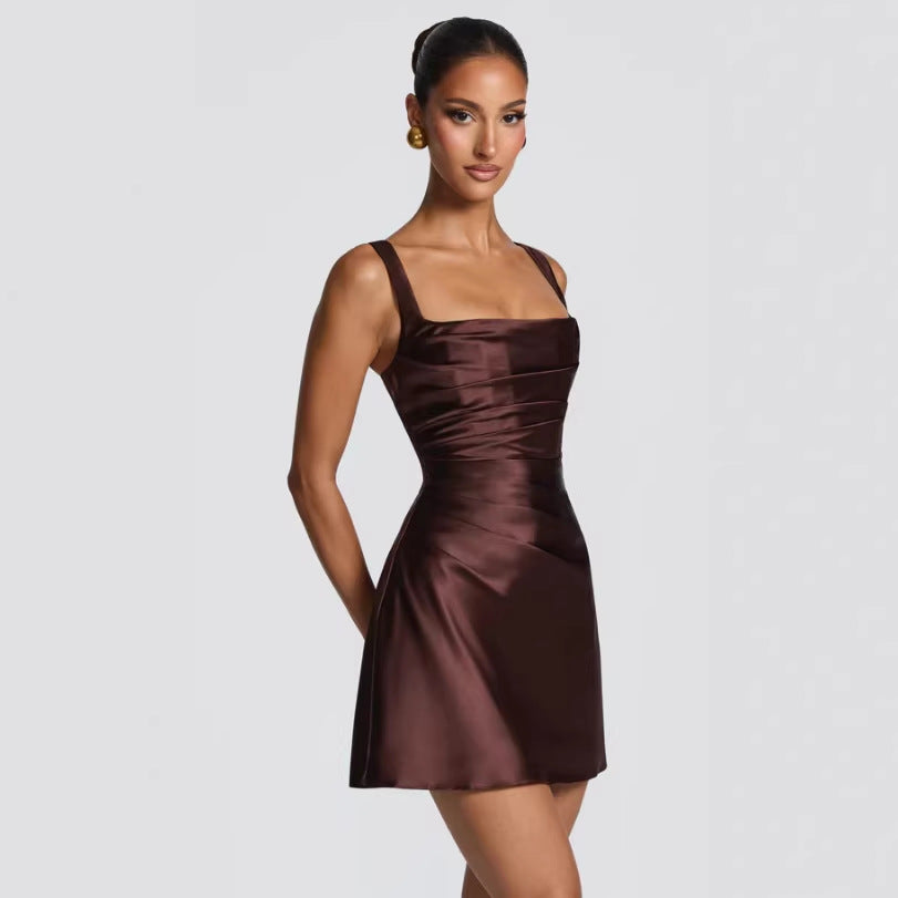Elegant Form-fitting Slip Dress In A Solid Color