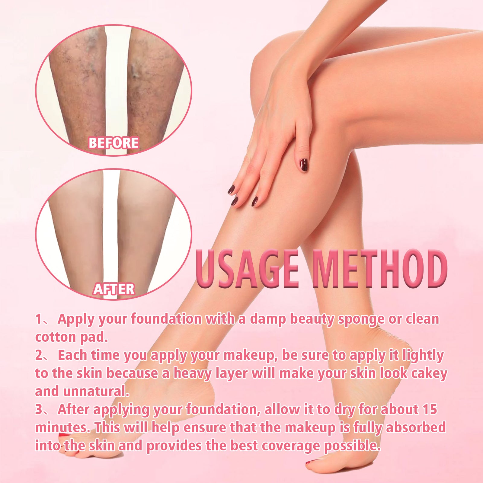 Body Makeup Liquid Foundation, Hide Skin Spots Tattoo Blemishes Natural Set Moisturizing Long-Lasting Foundation