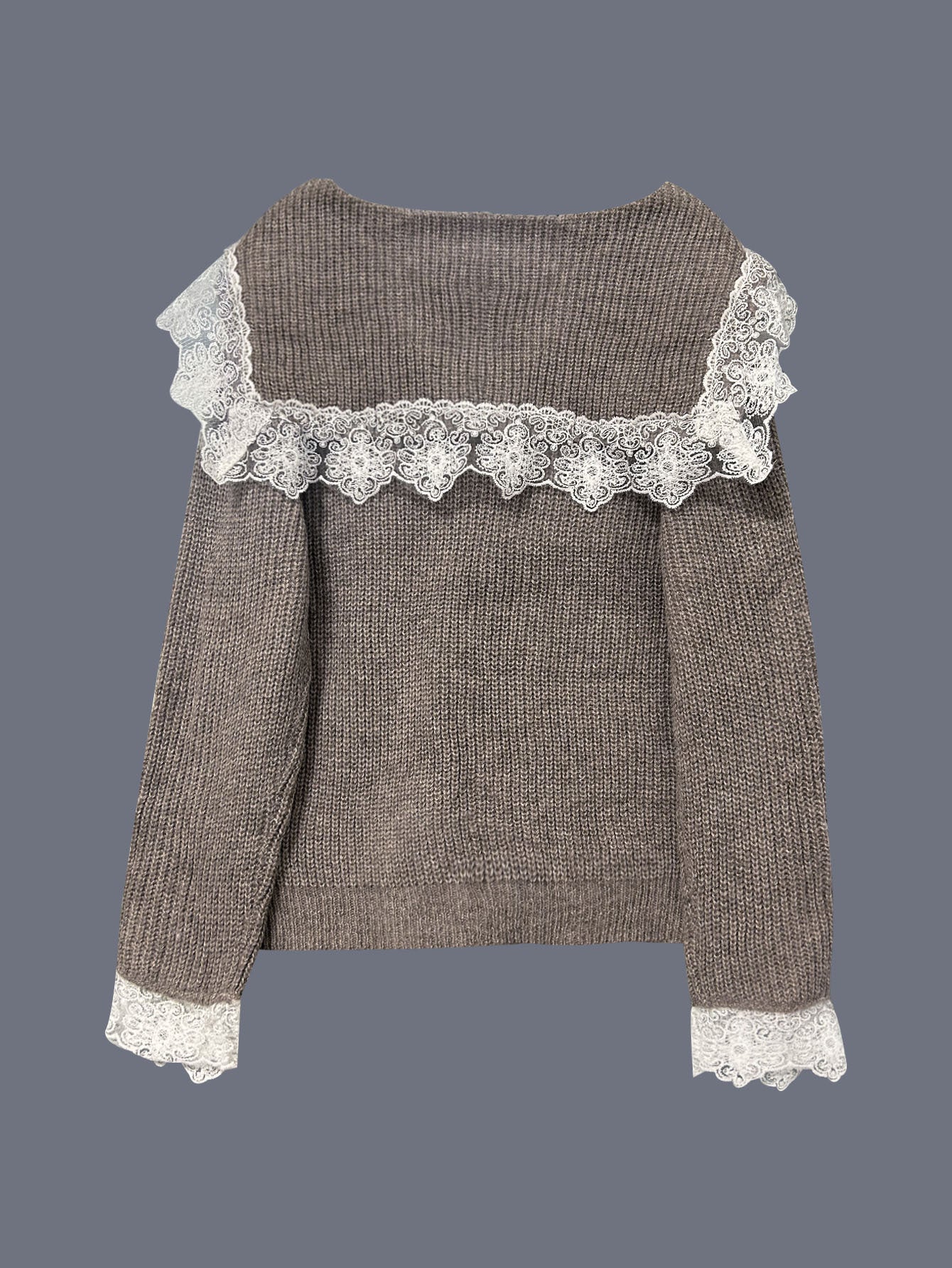 Women's Lace-trimmed Knitted Cardigan Sweater Top