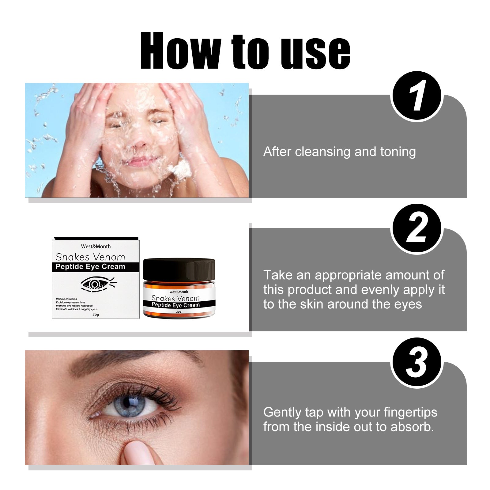 Snake Venom Peptide Eye Cream Gently Nourishes Skin, Reduces Fine Lines, Hydrates And Moisturizes Eye Cream