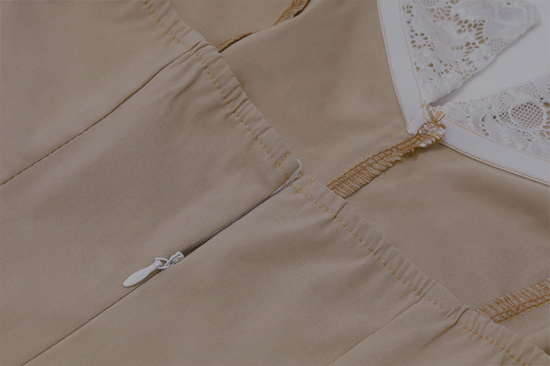 Lace Panel Ruffle Edge Slim Fit Bra Dress