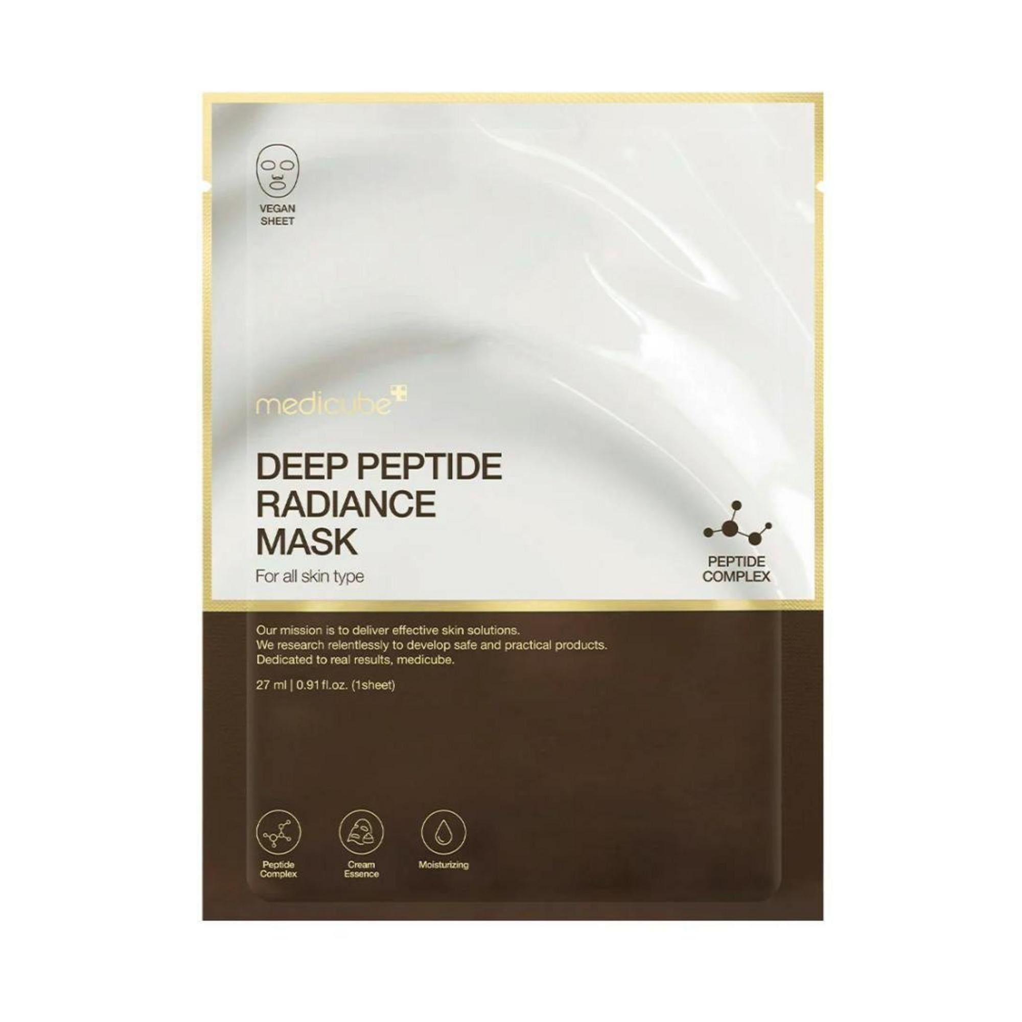 Medicube, Deep Peptide Mask, Enhances elasticity, Sheet Mask, For Face, 27 ml