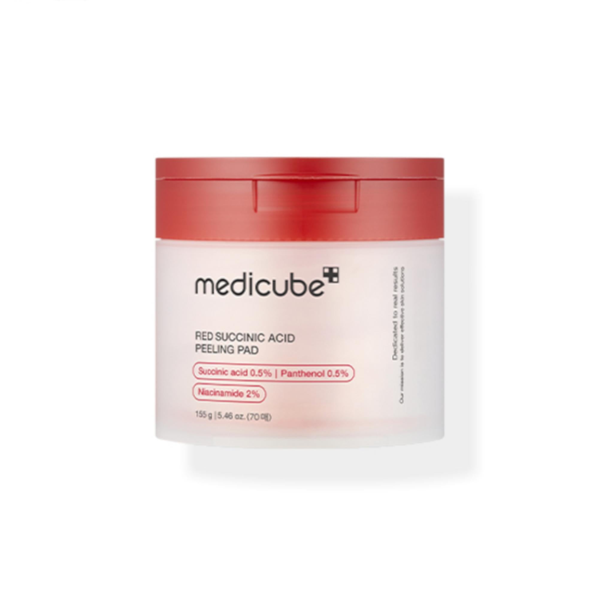 Medicube, Red Succinic Acid Peeling Pad, Exfoliation, Tonic Lotion, Face, 70 pcs, 155 g