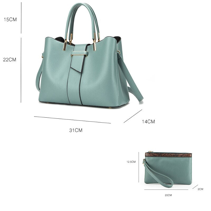 Fashion Women's PU Leather Messenger Bag Solid Color Simple Ladies Shoulder Bags Casual Retro Large Capacity Elegant Handbags