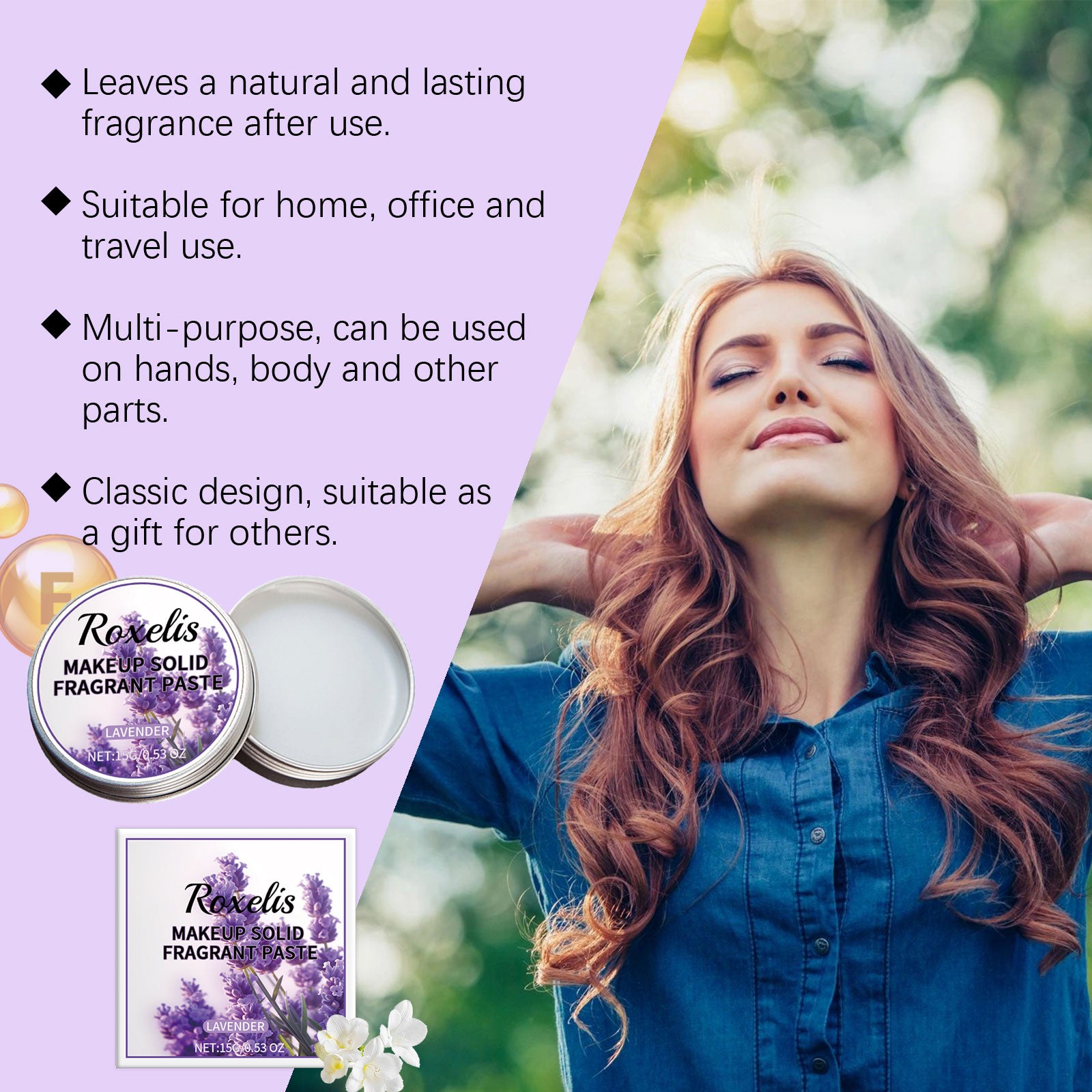 Solid Lavender Balm Natural Elegant Wrist Neck Long-Lasting Light Fragrance Refreshing Atmosphere Pocket Balm