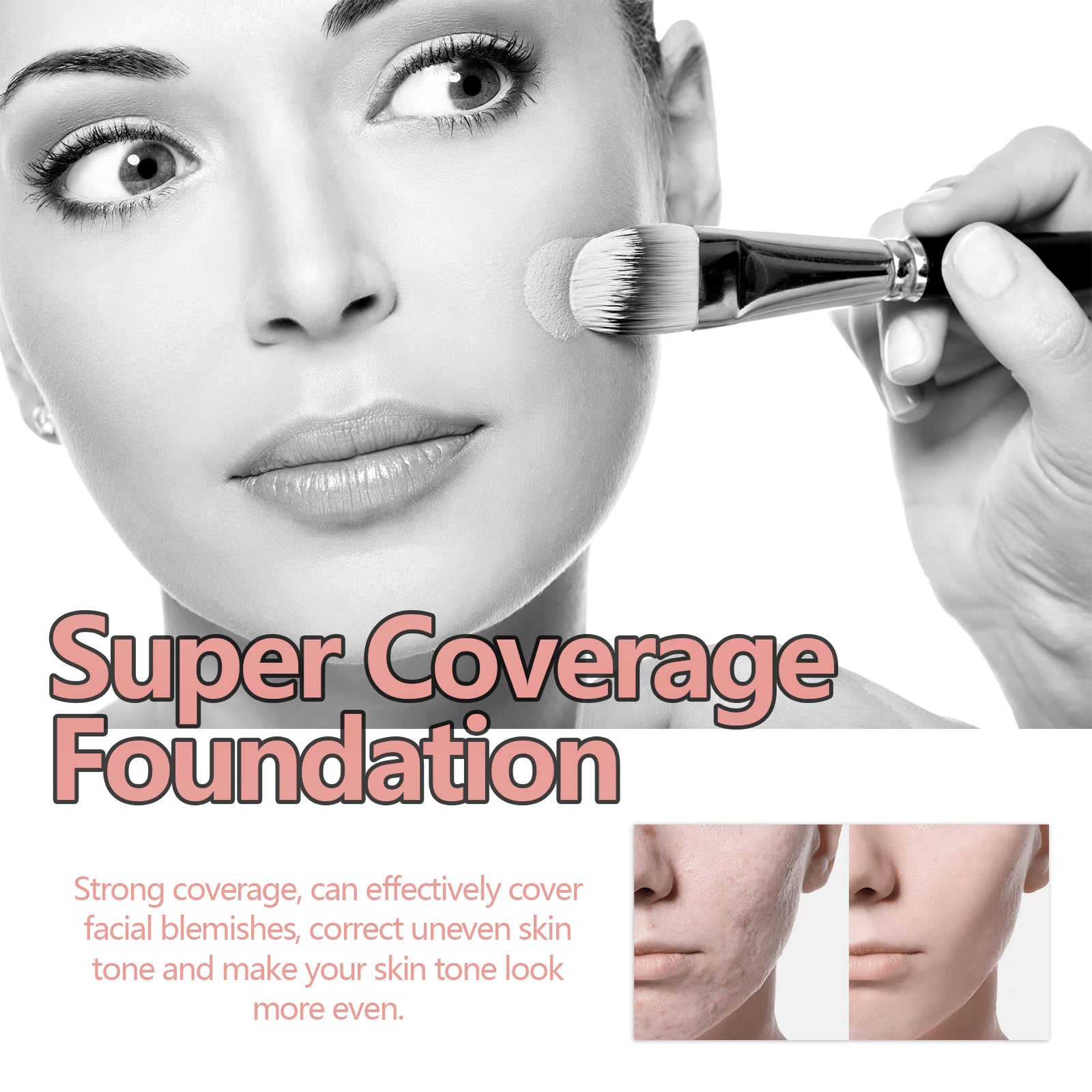 Liquid Concealer Foundation, Waterproof Natural Light And Delicate Makeup Does Not Remove Even Skin Tone Translucent Long-Lasting Foundation