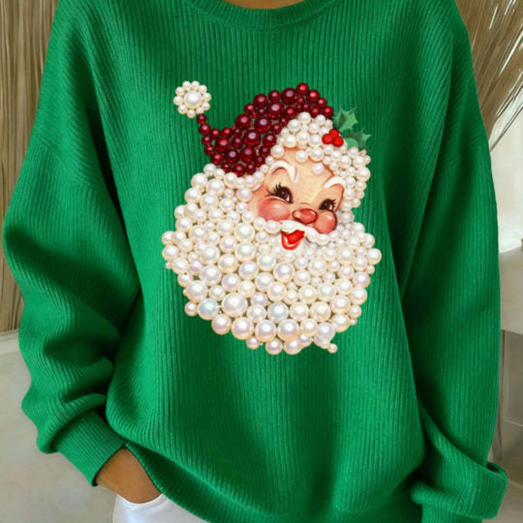 Women's Versatile Casual Blended Jacquard Embroidered Long-sleeve Sweater