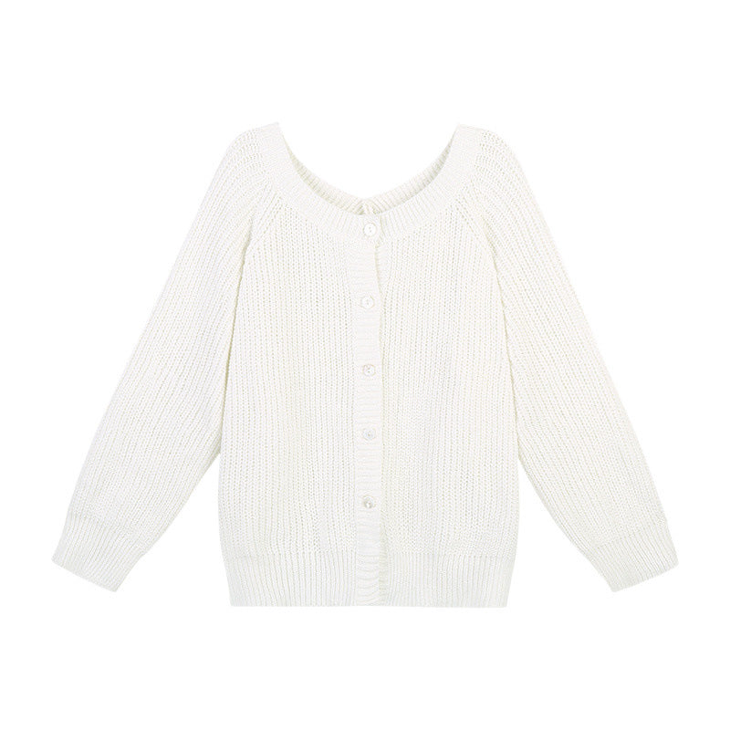 White Cardigan Sweater Coat For Women Spring And Autumn