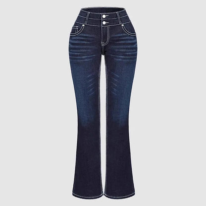 Pantaloni in denim ricamati alla moda da donna retrò