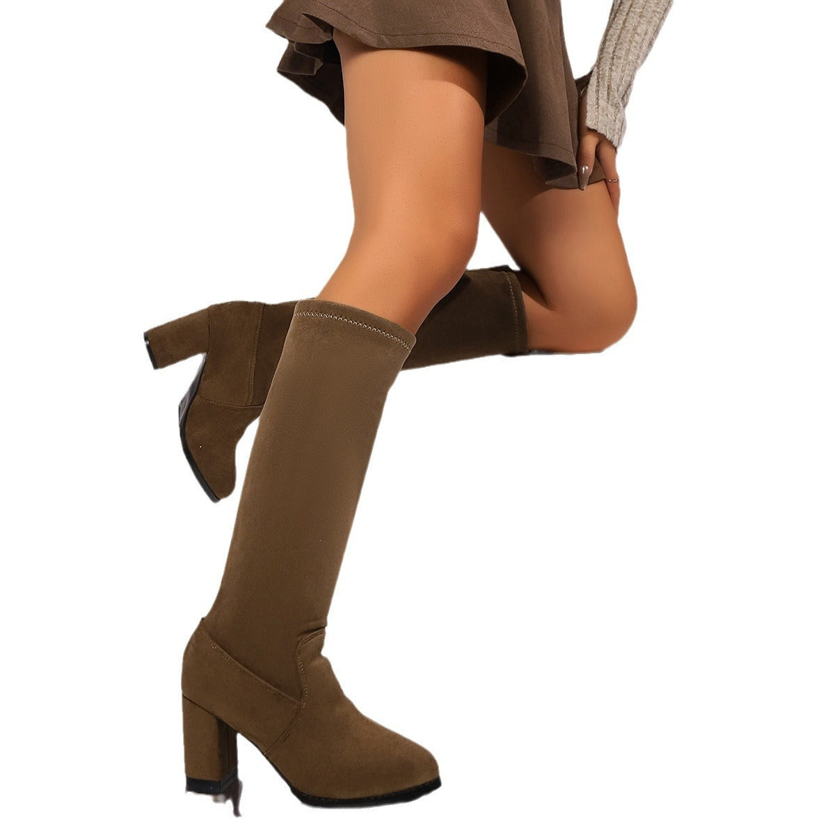 Botas de invierno nuevas de talla grande con cabeza redonda y tacón grueso para mujer