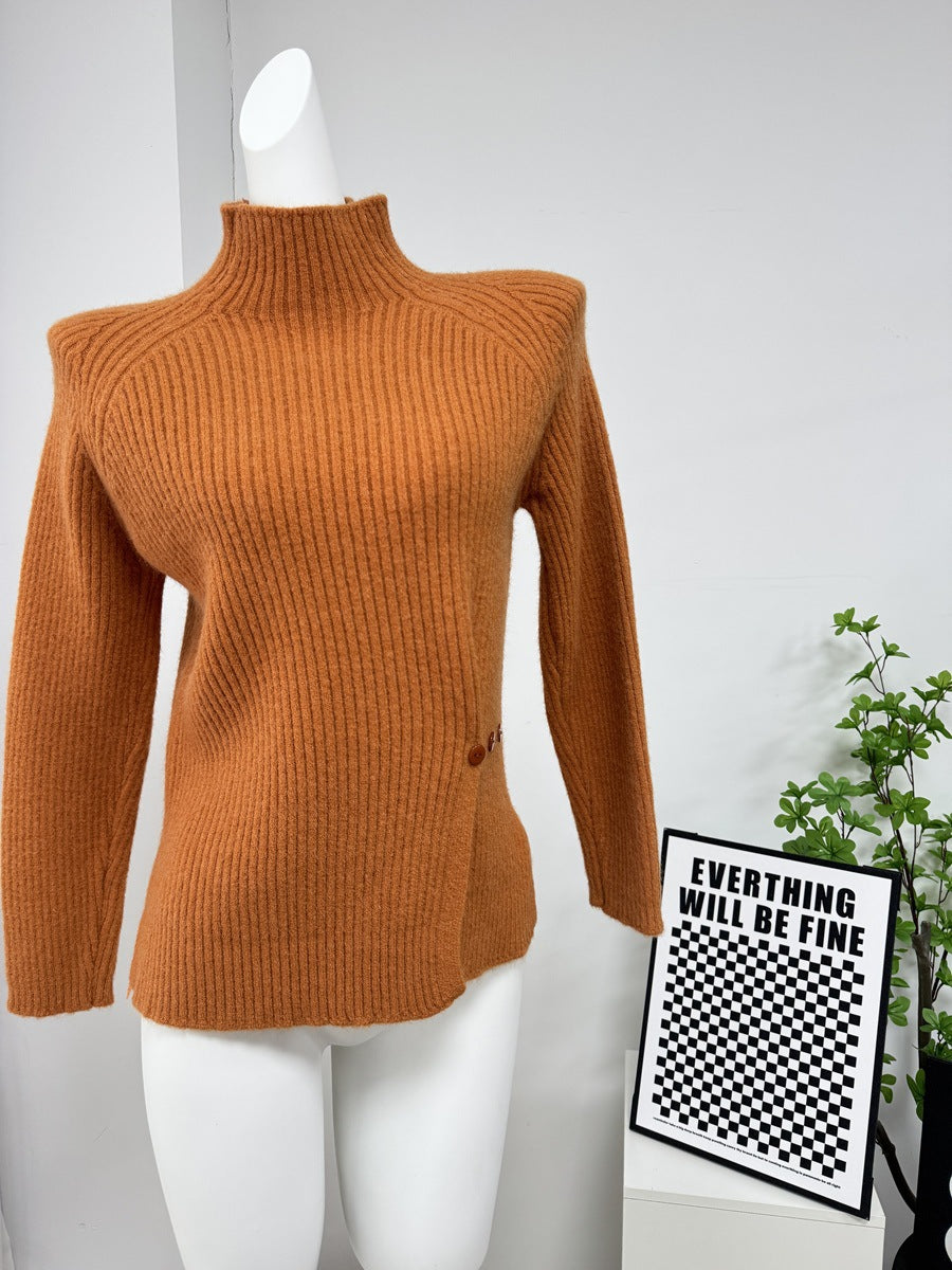 New Raglan Sleeve Half Turtleneck Knitted Sweater