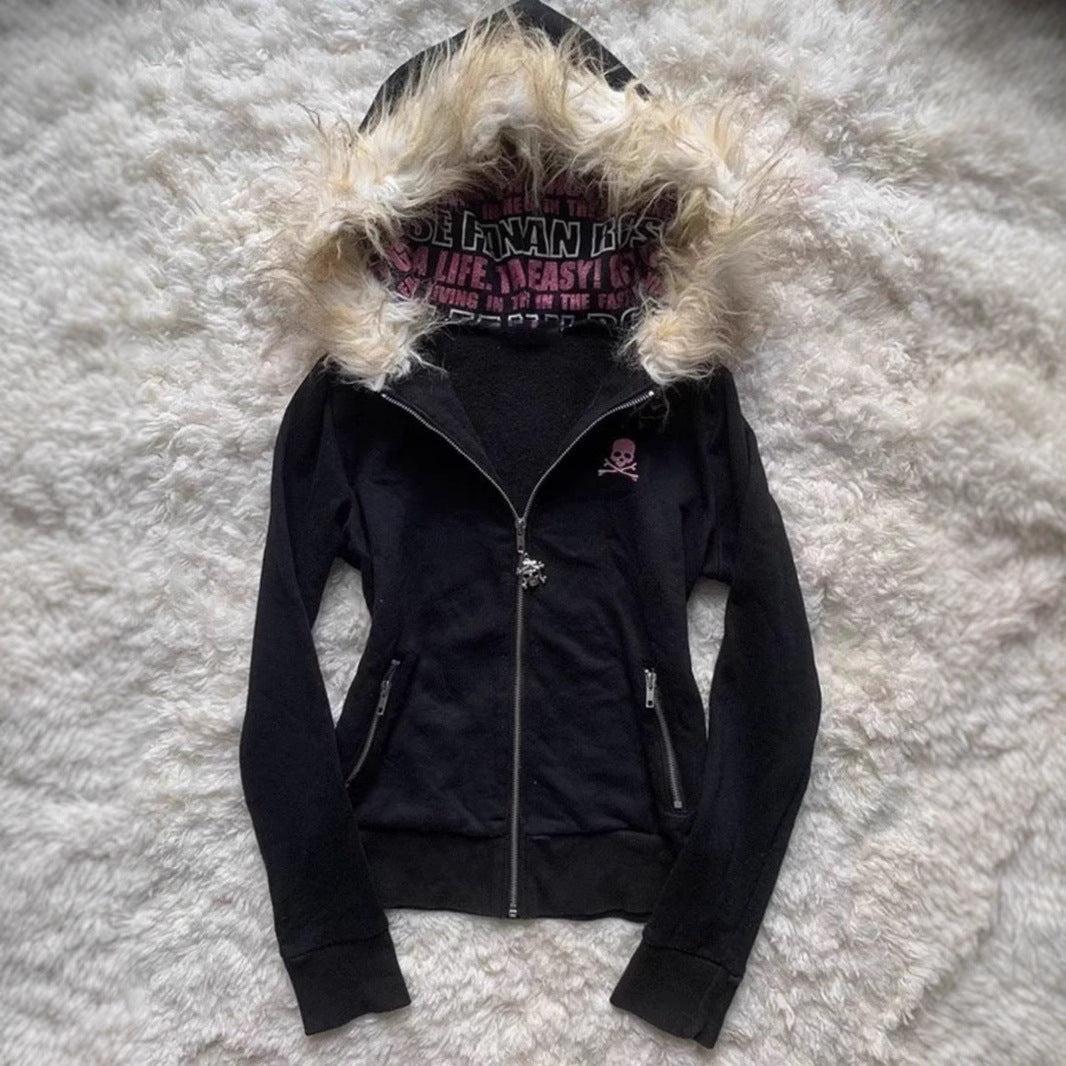 Women's Loose Gothic Skull Hoodie Coat