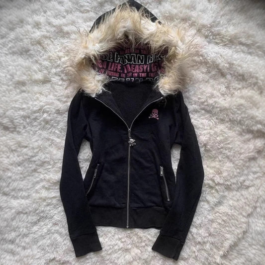 Women's Loose Gothic Skull Hoodie Coat