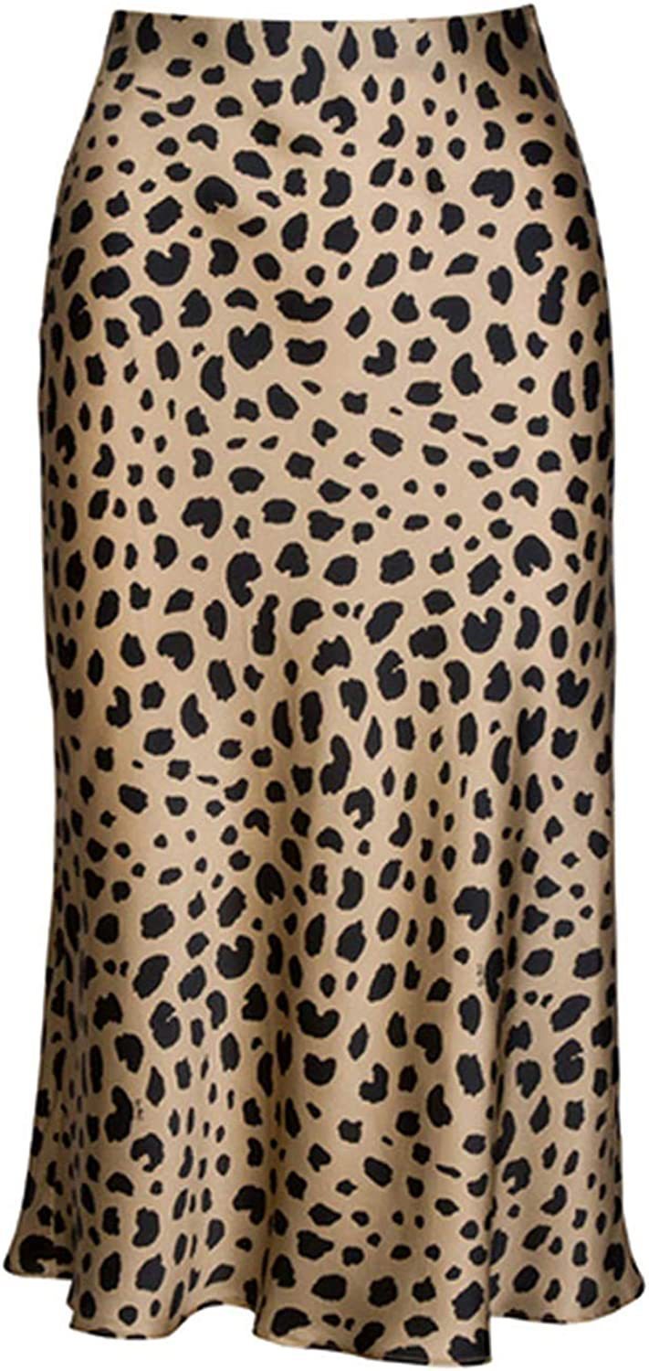 Women's Leopard Print Printed Dress High Waist Invisible Zipper Skirt