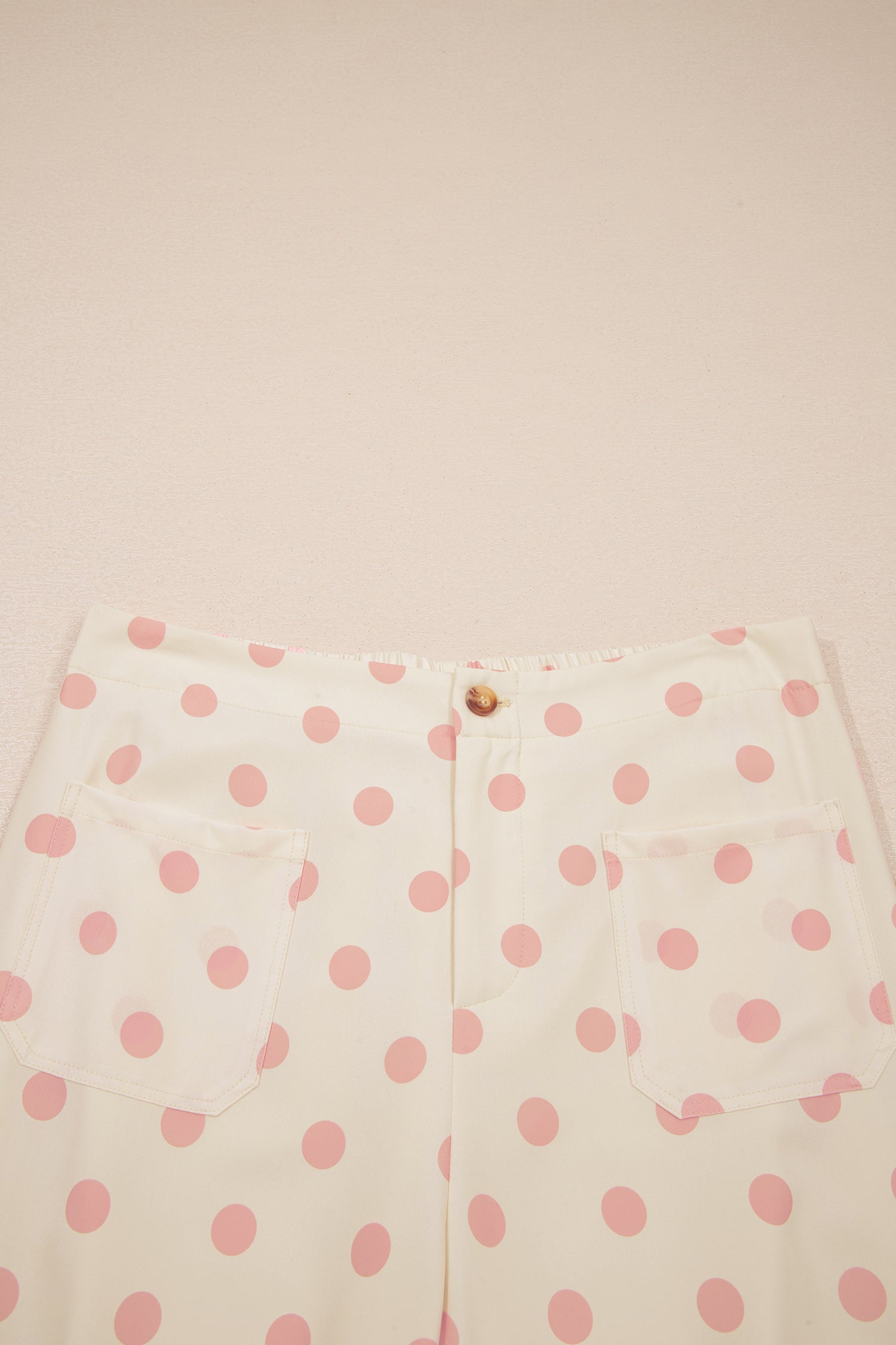 Black Polka Dot Print Patched Pocket Mid-rise Straight Leg Pants