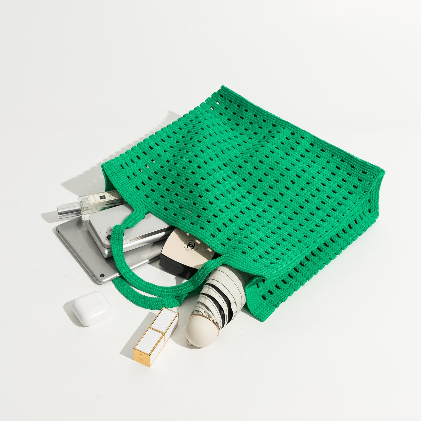 New Woven Bag Hollow Waffle Handmade Bag Candy Color Large Capacity All-Match Handbag for Women