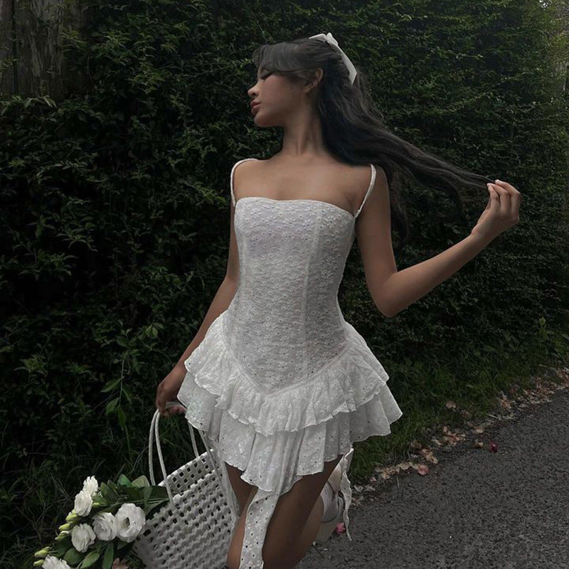 Waist Tightening And Slimming Solid Color Drawstring Skirt