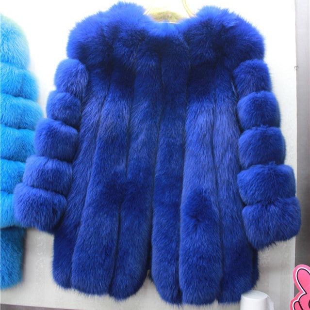 Fox Fur Mid-length Coat For Women