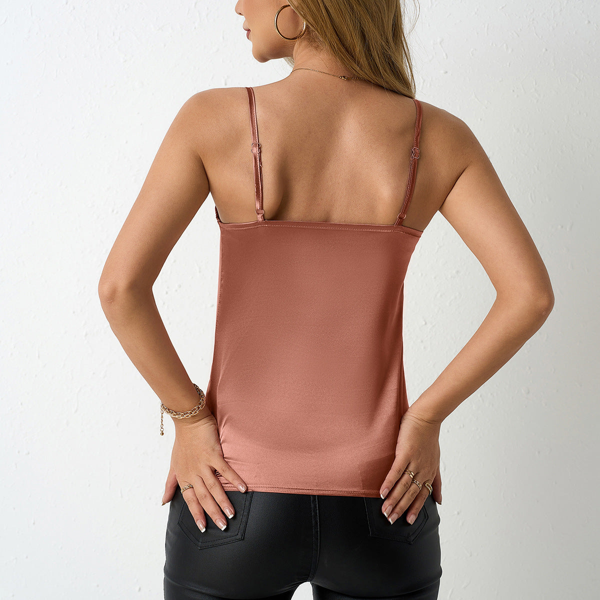 Women's Cold-shoulder Sleeveless Satin Top