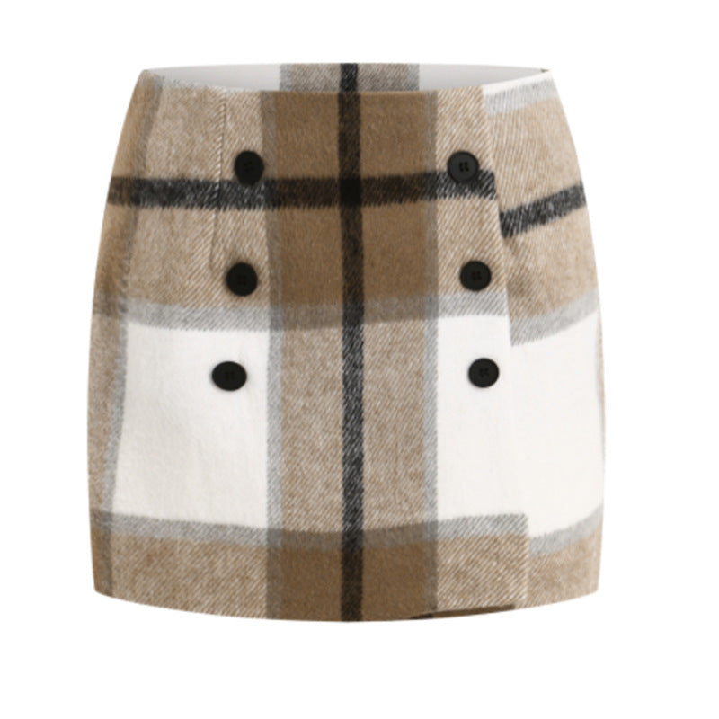 Womens Plaid Bodycon Mini Sheath Skirt