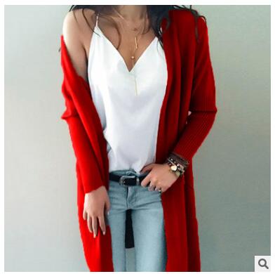 Women knitted long sleeve long sweater cardigan for female women  autumn new overcoat outwear coats