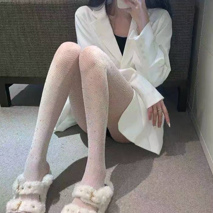 Drill Black Stockings Fishnet Socks Bright Drill Sexy Pantyhose Hot Drill Bling Net Red Ins Black Silk Thin Water Diamond