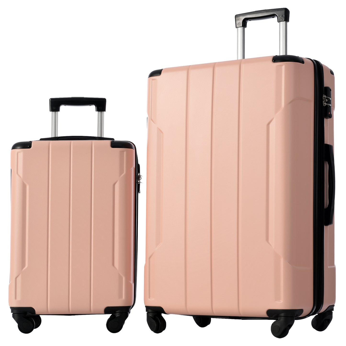 Hardside Luggage Sets 2 Piece Suitcase Set Expandable with TSA Lock Spinner Wheels for Men Women Pink + ABS