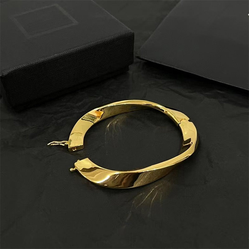 Irregular oval bracelet, futuristic and unique design, stackable style, personalized trendy geometric shape