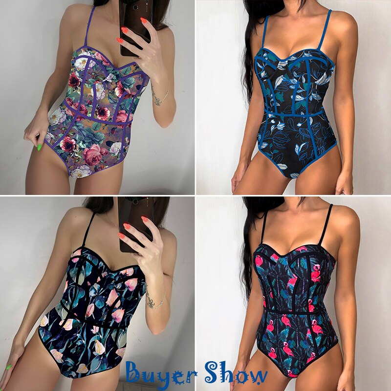 New Sexy One Piece Swimsuit Women Swimwear Cut Out Bathing Suit Summer Push Up Monokini Print Swim Suit  Beach Wear Female