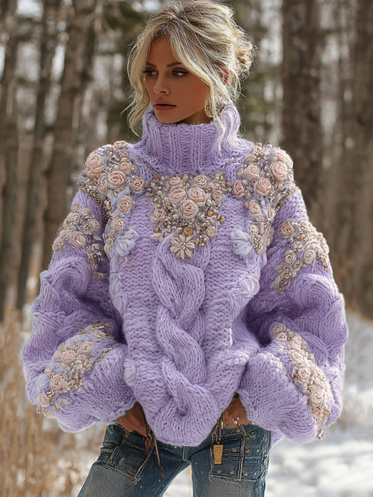 3D-printed Loose-fitting Turtleneck Sweater