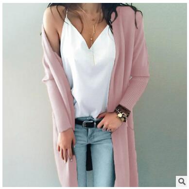Women knitted long sleeve long sweater cardigan for female women  autumn new overcoat outwear coats