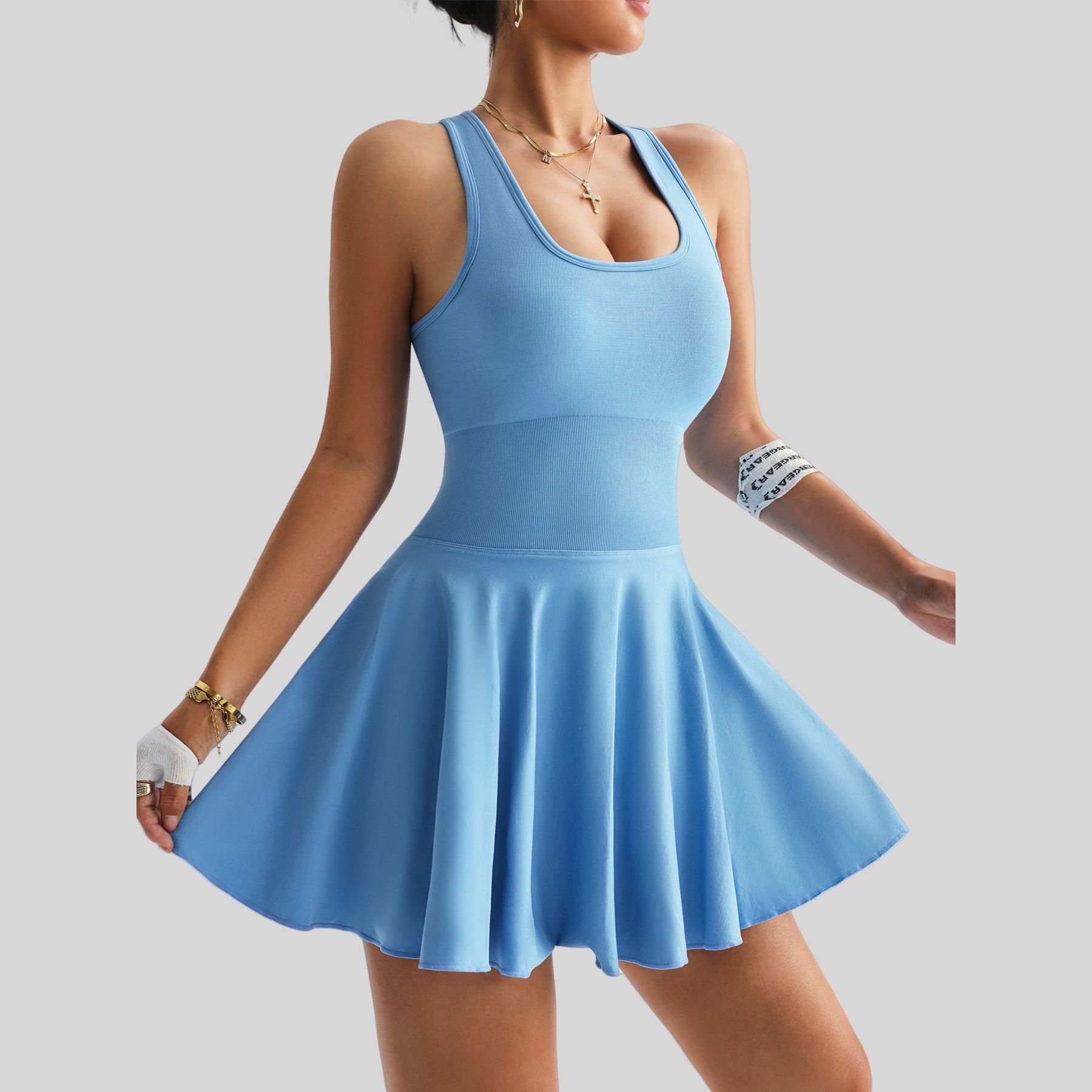 Anti-exposure One-piece Tennis Skirt With Pockets