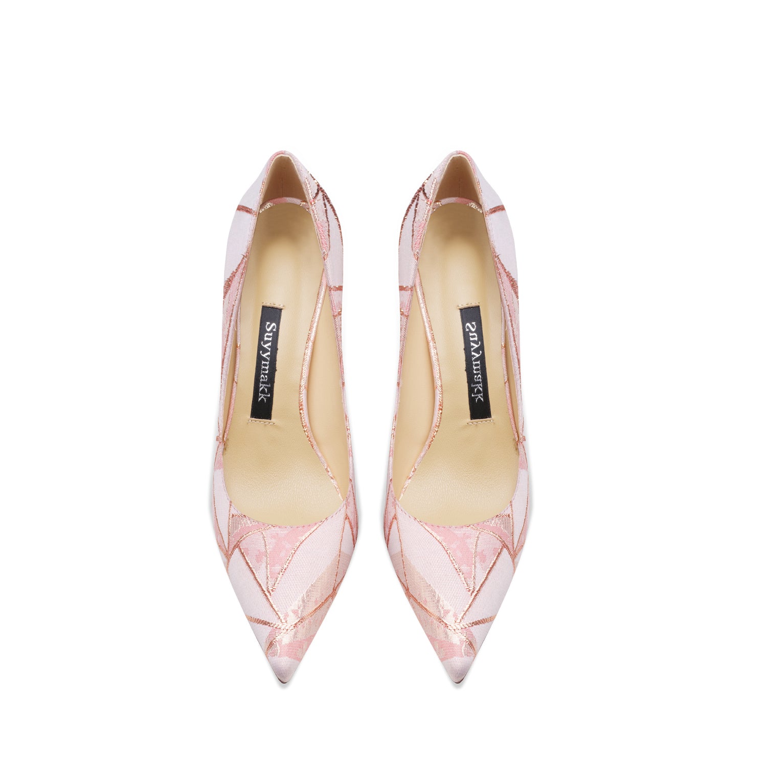 Leather Color Blocking Pink High Heel Shoes For Women's New Thin Heel Pointed Toe Shallow Mouth Versatile Design Sense Small Single Shoes